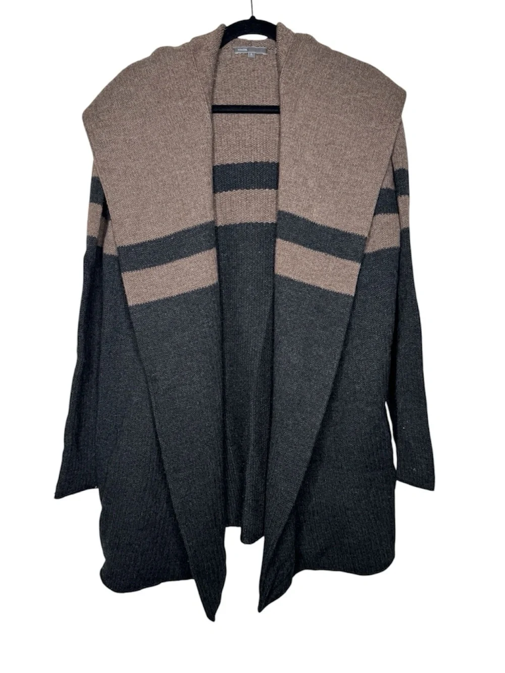 Vince women's L open front wool/alpaca color block pattern knit cardigan boho - Picture 4 of 9